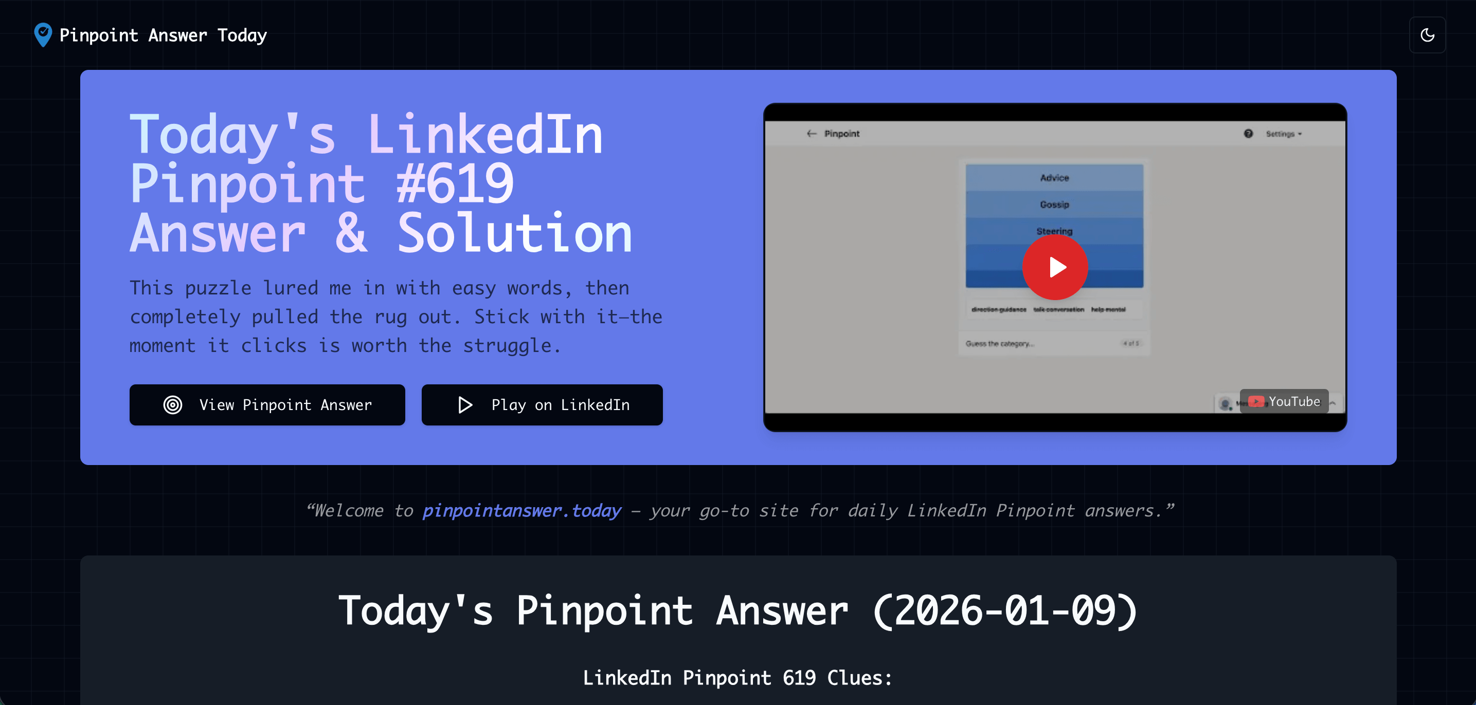 Pinpoint Answer Today