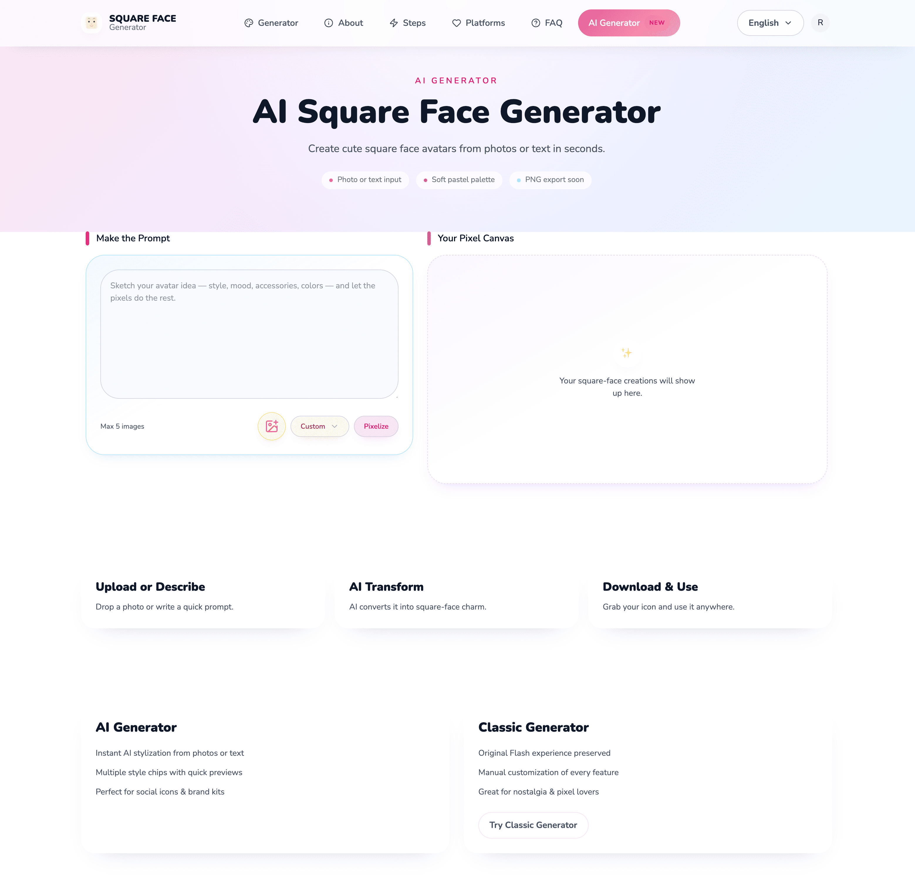 Square Face Generator