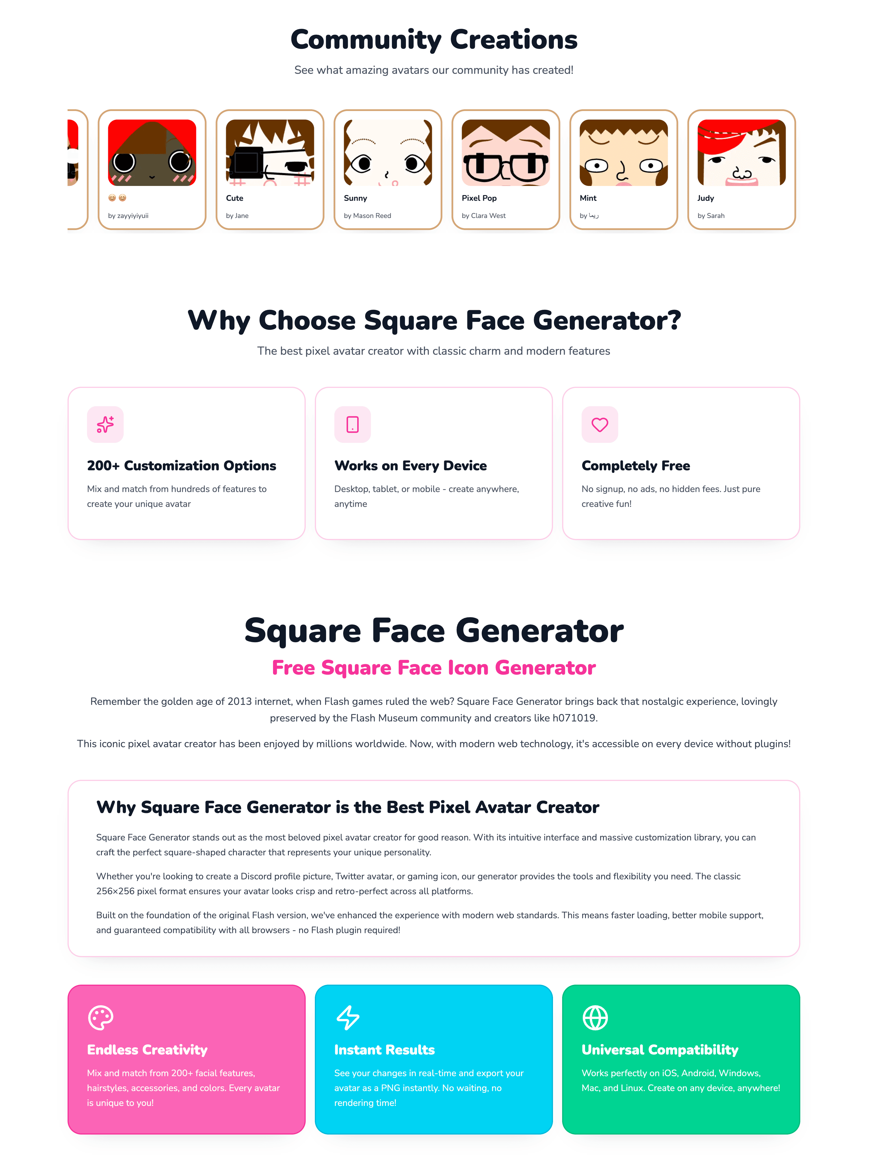 Square Face Generator
